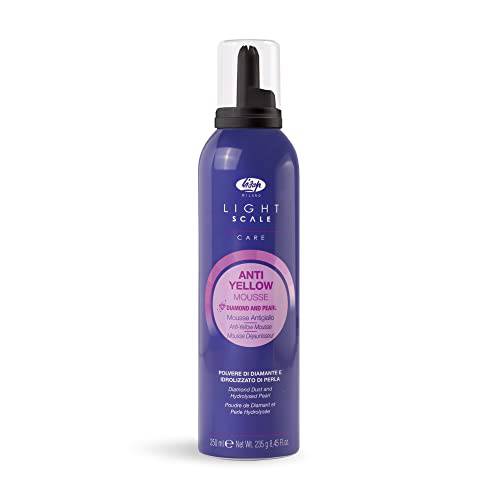 Light Scale Care Anti-Yellow Mousse, Purple Toner for Blonde Hair & Highlights, Nourishing & Hydrating Hair Toner, Neutralizes Brassy Tones for a Balanced Blonde, 8.45 fl. oz. - Lisap Milano