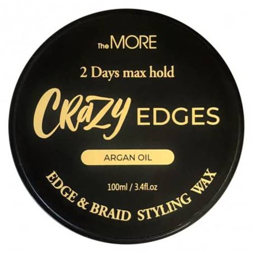 The MORE Crazy Edges Wax 2Days Max Hold, Edge and Braid Styling Wax (Argan Oil, 3.4fl oz)