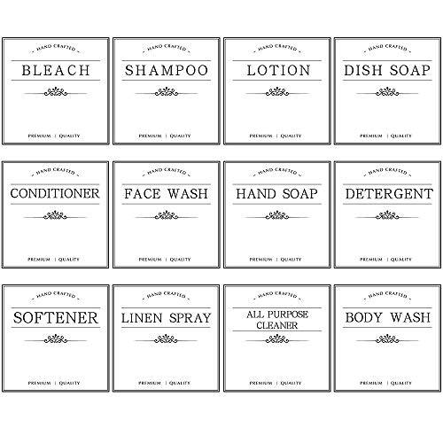 IParts Waterproof Removable Labels for 16oz Spray Bottles and Amber Glass Soap Dispenser, Shampoo and Lotion Dispenser Label Stickers and etc. (12 Pack)