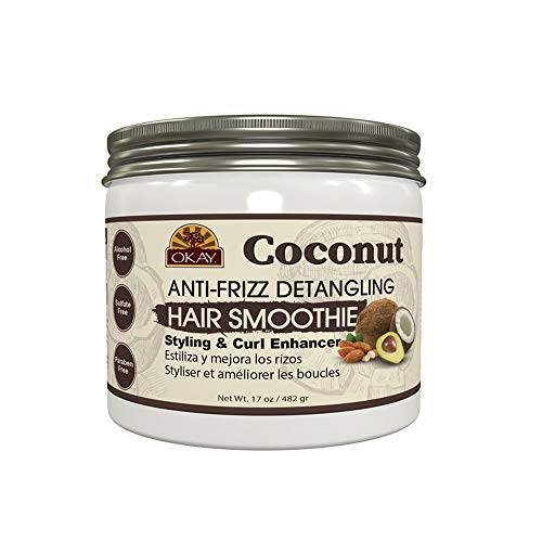 Okay coconut anti frizz detangling hair smoothie 17 ounce, White, 17 Ounce