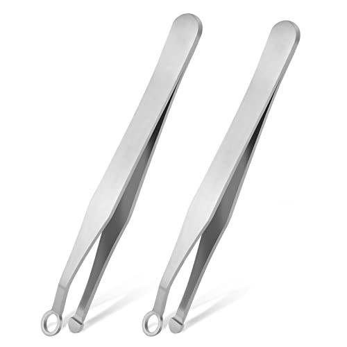 Molain 2 Pcs Universal Nose Hair Trimming Tweezers Nose Hair Tweezers Stainless Steel Round Head Tweezers Eyebrow Clippers Trimmer for Men Women Sideburns, Brow, Body, Noses