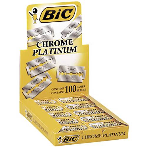50 BIC Double Edge Razor Blades Chrome Platinum