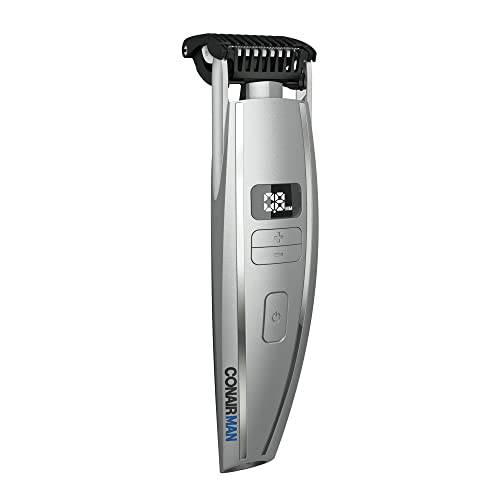 ConairMAN Beard Trimmer for Men, Digital Length Control Cordless Beard and Stubble Trimmer with Flex Head and Premium Etched Blades