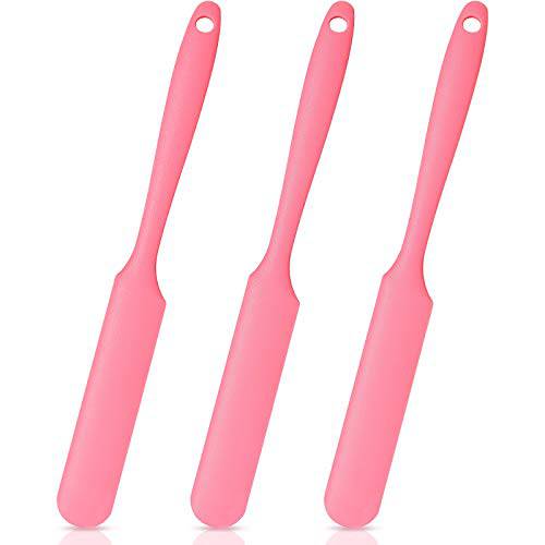 Mudder 3 Pieces Non-stick Wax Spatulas Silicone Spatula Waxing Applicator Hair Removal Sticks Applicator Spatula Reusable Scraper Hard Wax Sticks for Home Salon Body Use (Pink)