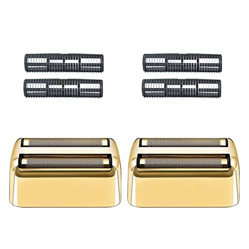 2 Pack Replacement Foil and Cutters Compatible with BaBylissPRO Double Foil Shaver, Replacement Foil Compatible with BaBylissPRO FXFS2 Shaver,Golden