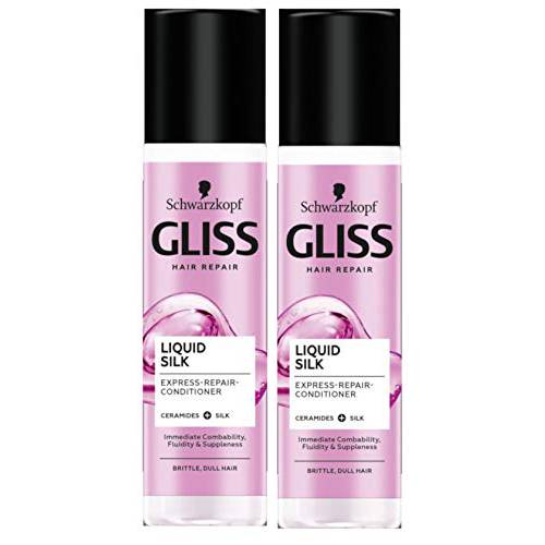 Schwarzkopf Gliss Liquid Silk Leave In Hair Conditioner Spray With Keratin 2 X 200Ml = 400Ml