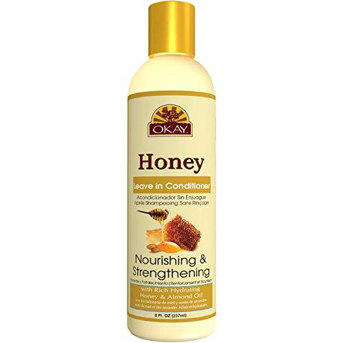 OKAY | Honey Leave-In Deep Conditioner | For All Hair Types & Textures | Hydrate, Smooth & Strengthen | With Shea Butter, Almond & Avocado | Free of Parabens, Silicones, Sulfates | 8 oz