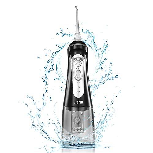 Cordless Water Flosser Professional for Teeth - Dental Oral Irrigator with Multiple Nozzles for Gums Braces Portable and Waterproof Water Teeth Cleaner Picks for Home Use or On-The-Go Travel