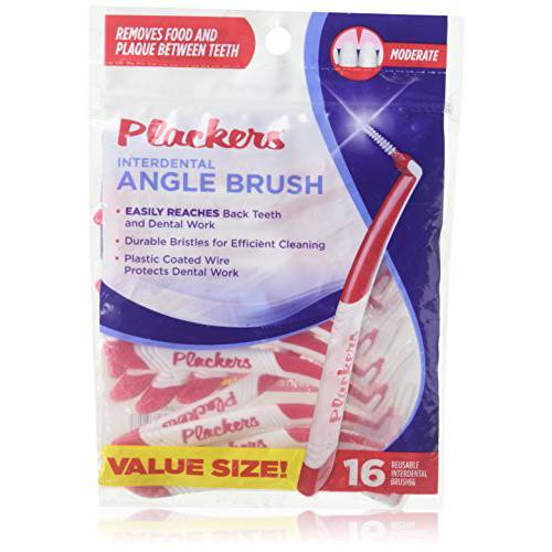 Plackers Angle Interdental Brushes Value Pack (16 Pieces)