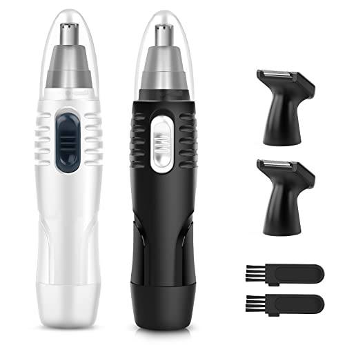 2 Pack Ear and Nose Hair Trimmer Clipper for Men Women, 2022 Eyebrow Facial Electric Hair Trimmer Safed Painless, Stainless Steel Dual Edge Blades, Professional Nasal Hair Removal, Battery Operated