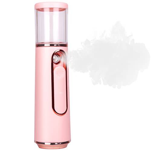 Nano Face Mister Portable Handy Mist Sprayer USB Rechargeable Mini Facial Steamer for Skin Care, Lash Extensions (Pink)