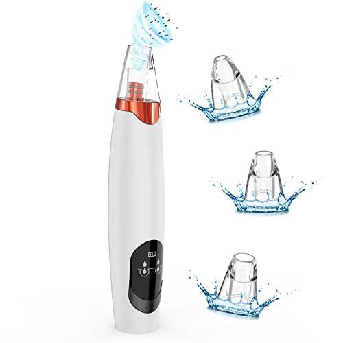Dueziht Blackhead Remover Pore Vacuum,Acne Blackhead Whitehead Removal Tool,USB Rechargeable,LED Display with 3 Replaceable Suction Probes,3 Suction Power Extractor Kit for Women & Men, Gold