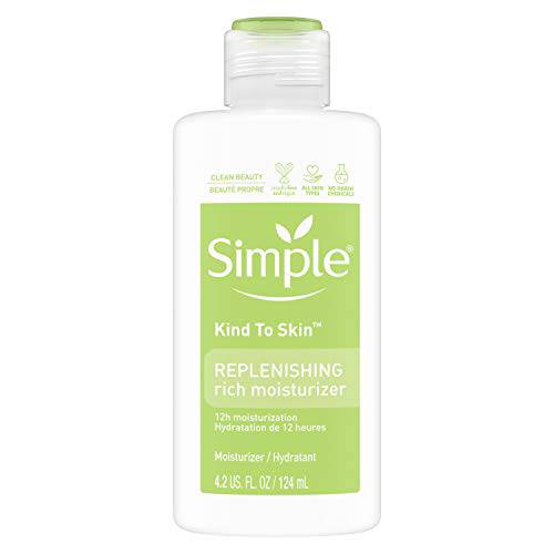 Simple Kind to Skin Face Moisturizer For Sensitive Skin Replenishing Rich 12-Hour Moisturization for All Skin Types 4.2 oz