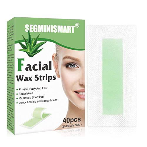 Facial Wax Strips,Facial Body Wax Strips,Hair Removal Wax Strip,At Home Waxing Kit with 40 Face Wax Strips for Eyebrows,Lips,Sensitive Face