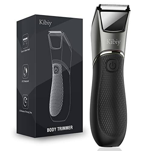 Electric Body Trimmer for Men, Kibiy Groin Hair Trimmer Body Groomer with Lighting Mirror, IPX7 Waterproof Men’s Balls Grooming Pubic Hair Trimmer Wet and Dry Use, USB Rechargeable, Gray