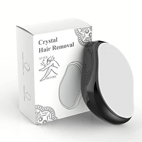 Crystal Hair Eraser,Painless Hair Remover Magic Crystal Reusable Skin Exfoliator Tool Hair Eraser for Women Men Arms Legs Back Any Part of the Body,Fast & Easy Exfoliate,Soft Smooth Silky Skin(Black)