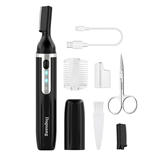 Dapsang Eyebrow Trimmer, Electric Eyebrow Razor for Women Men, Rechargeable Painless LED Light Facial Hair Shaver Remover with Replacement Blade for Face Lips Neck Leg