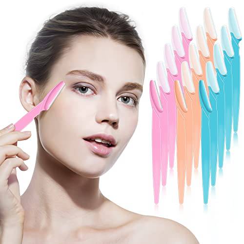 15 Pack Eyebrow Razor Precision Dermaplaning Tool Face Razors and Face Shavers for Women Hair Face Razor Facial Razor Multipurpose Exfoliating Tool with Precision Cover 3 Colors