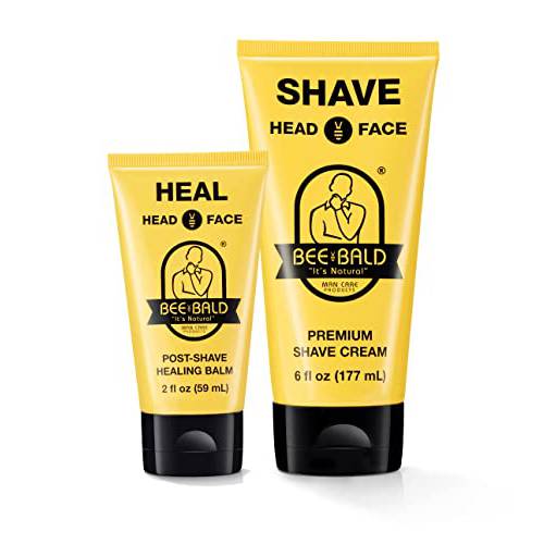Bee Bald HEAL Post Shave Healing Balm & Bee Bald SHAVE Premium Shave Cream Bundled Together For Less