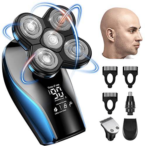 ERADREAM Head Shaver, Electric Razor for Men, Bald Head Razor Grooming Kit with LED Display, Wet/Dry USB Rechargeable Rotary Shavers, 4-in-1 Waterproof Cordless Electric Shavers for Men, Sliver