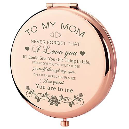 GAOLZIUY Compact Mirror Gifts for Mom, Rose Gold Compact Mirror for Mother, Birthday Gifts for Women from Daughter or Son for Mom Birthday, Mothers Day Wedding Anniversary