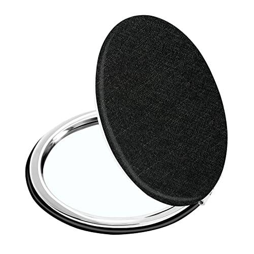YTZJ Direct Compact Vanity Makeup Mirror for Men, Women and Girls, Black Elegant Round Travel Cosmetic Mirrors for Pocket, Purse or Handbag, Portable Small Magnifying Handheld Mirror