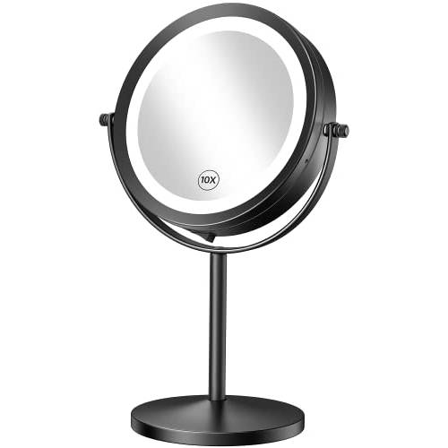 Gospire Lighted Makeup Mirror, 1X/10X Magnifying LED Vanity Mirror, 7 Standing Cosmetic Mirror Battery Operated Cordless Portable Shaving Mirror for Bathroom Bedroom