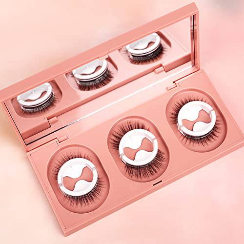 SAOTAENG Reusable Self-Adhesive Eyelashes No Lashes or Glue Needed, False Lashes Stable and Easy to Put On, Natural Look and Waterproof Fake Eyelashes, Gift for Women (3-Pairs )