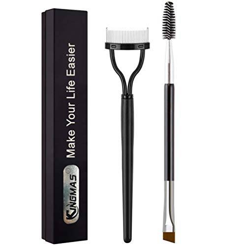 KINGMAS Eyelash Comb Separator + Angled Eyebrow Brush Comb and Spoolie Brush, Eyelash Grooming Tool