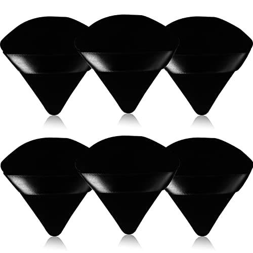 Triangle Powder Puff, Makeup Puff Velour Powder Puff, 6 Pcs Soft Powder Puffs for Face and Body Powder Cosmetic Foundation Sponge for Undereye Setting Powder Puff Makeup Tool (6 Black)