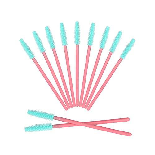 50PCS Silicone Mascara Wands Disposable Eyelash Eyebrow Spoolie Brush for Makeup Eyelash Extensions (Pink)