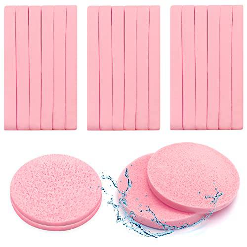 120 Pieces Facial Sponge Compressed,Face Wash Sponges,Makeup Removal Cosmetic Sponges Pad,Professional Exfoliating Round Sponge for Cleansing,Spa,Women,Girls(Pink)