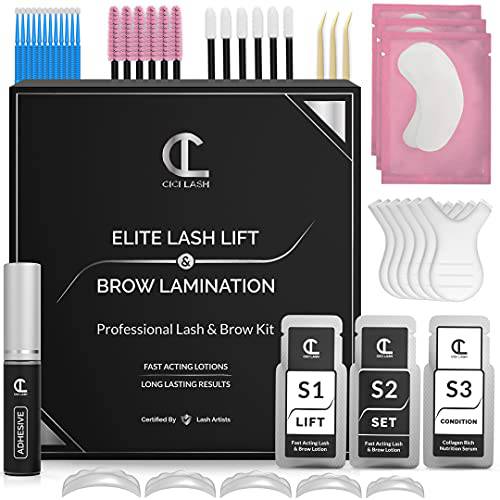 2 in 1 Lash Lift Kit and Brow Lamination Kit | Instant Perming, Lifting & Curling for Eyelashes & Eyebrows | Professional Salon Results Lasting 6-8 Weeks | Includes Glue & Supplies for 5+ Treatments