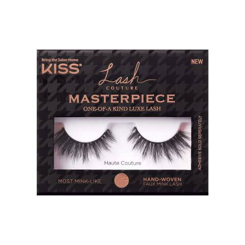 KISS Lash Couture Masterpiece Fake Eyelashes Style 02, ‘Haute Couture’, One-of-a-Kind Luxe Lash, Hand Woven Faux Mink Synthetic False Eyelashes, 1 Pair