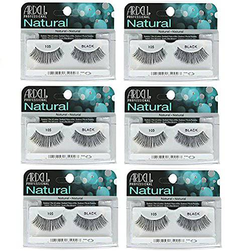 Ardell - Fashion Lashes 105, Reusable upto Three Weeks, Black (6 Pack)