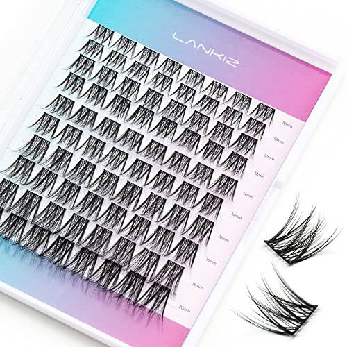 LANKIZ DIY Eyelash Extension,Lash Clusters Individual Lash Extensions,80 Cluster, Soft and Lightweight 10-20mm Mix Resuale Wide Band Cluster Lashes for Home use (Hybrid)