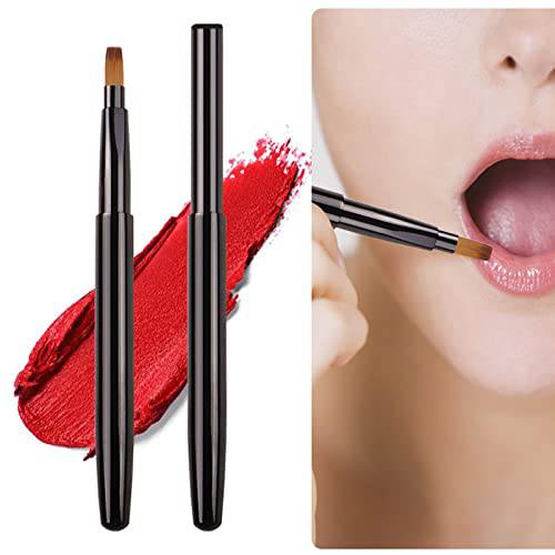 Lip Brush for Lipstick Lip Liner Brushes Double-Ended Lip Brush Applicators Flat Lipstick Gloss Creams Portable with Cap for Women Girls As Christmas Gift and Halloween Makeup Tools