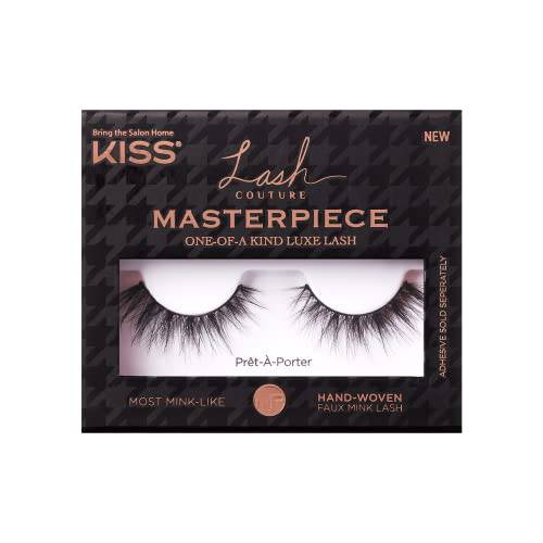 KISS Lash Couture Masterpiece Fake Eyelashes Style 01, ‘Pret-A-Porter’, One-of-a-Kind Luxe Lash, Hand Woven Faux Mink Synthetic False Eyelashes, 1 Pair