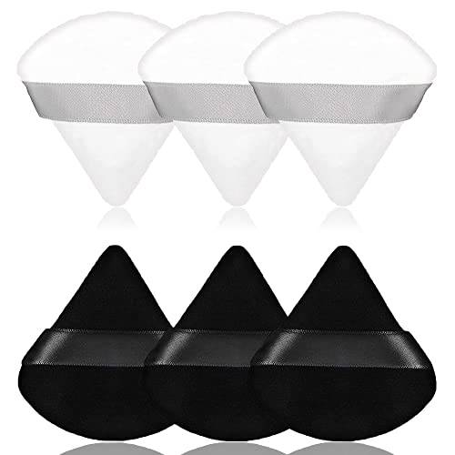 6 Pcs Powder Puff Face Makeup Puffs ,Triangle Wedge Shape Soft Velour Powders Puffs for Loose Mineral Powder Body Powder Cosmetic Foundation Wet Dry Beauty Makeup Tool
