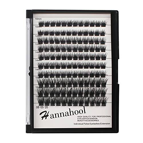 10Rows Mixed 10-12-14-16mm/8-10-12-14mm Individual False Eyelashes D Curl Wide Stem Dramatic Black Makeup Cluster Eyelashes Natural Volume Eye Lashes Extensions (10-12-14-16MM Mixed)