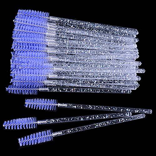 300PCS Disposable Mascara Wands Spoolie Brush Crystal Eyebrow Brushes Eyelash Extension Applicator Makeup Kits.myaokue-up (White-Light Purple)