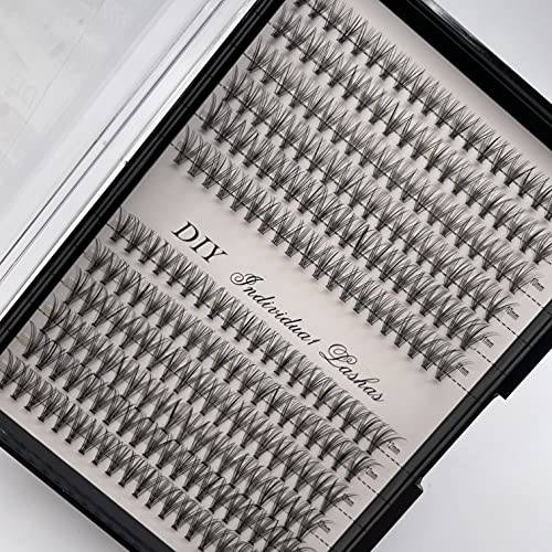 240pcs-20D Individual Lashes Natural Cluster Lashes 9-14mm Mixed Pack /20 Roots/ C Curl /0.07mm Thickness / Faux Mink Diy individual cluster Eyelash Extensions (MIX-9-14mm, 20D single lashes)