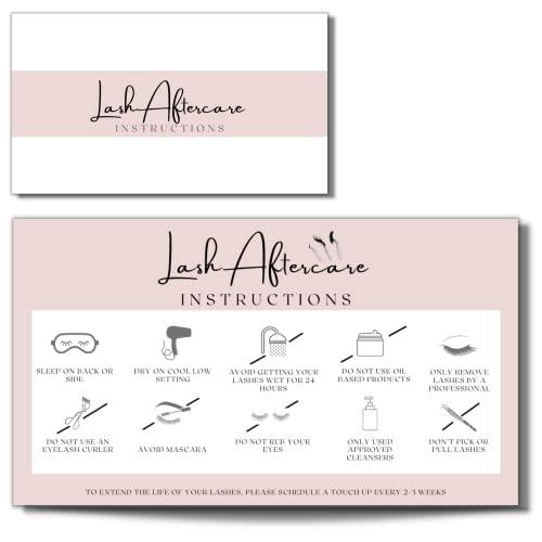 Lash Extension Aftercare Instruction Card - 50 Aftercare Lash Extensions Card | Eyelash Extension Aftercare Client Cards 3.5 x 2 | Lash Care