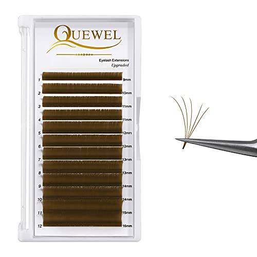 Easy Fan Volume Lashes .07 D Curl Brown Volume Lash Extensions 9-16mm Mixed Lash Tray Color Lashes Extension Self Fanning 2D-10D Volume Eyelash Extensions by QUEWEL (Brown 0.07 D 9-16mm)