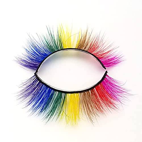 MISSLADY Colored Lashes 25 Color/Style Options 3D Real Mink Strip Rainbow Lashes Rainbow Eyelashes (M3D-301, 16mm, 1 Pair, Gift Box)