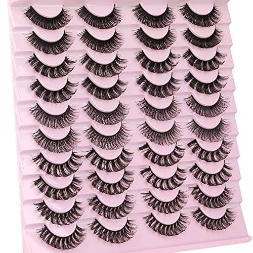 Russian Strip Lashes D Curl Faux Mink Eyelashes Natural Look Fluffy Volume Wispy False Lashes 20 Pairs
