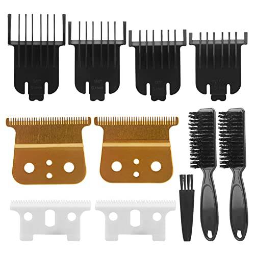 PXRJE T Outliner Blade Replacement - Hair Trimmer, Replacement Blades for Andis GTX, A Set of Limit Combs, 2pcs Barber Brush, 2pcs Ceramic T Blade + 2pcs Gold Steel Blade