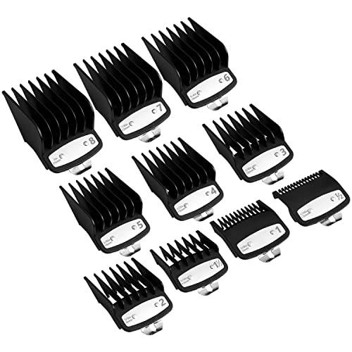 Professional Hair Clipper Guards Guides 10 Pcs Coded Cutting Guides 3170-400- 1/8” to 1 fits for All Wahl Clippers(Black-10 pcs)