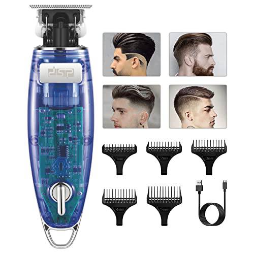 DSP Hair Trimmer for Men Zero Gapped Trimmer Shape Up Clipper for Men Cordless Hair Edger Professional T Blade Outliner, Rechargeable, 1-3mm, Blue