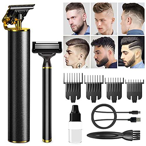 Limural Hair Trimmer Set, Cordless Rechargeable Beard Trimmer for Men with Manual Razor, Professional Zero Gaopped T-Blade Outliner Edgers Hair Clipper Grooming Kit Gift
